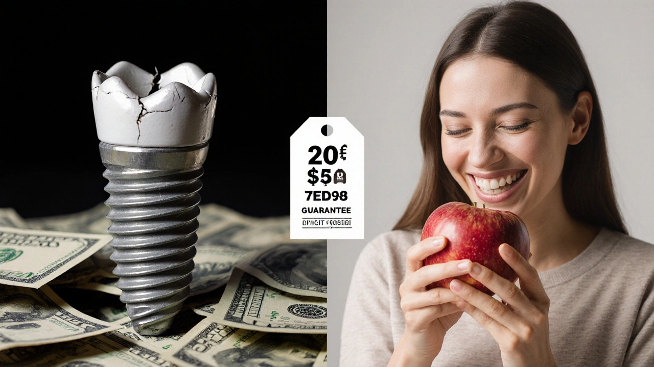 Contrast between cheap and premium dental implants with warranty and bone health