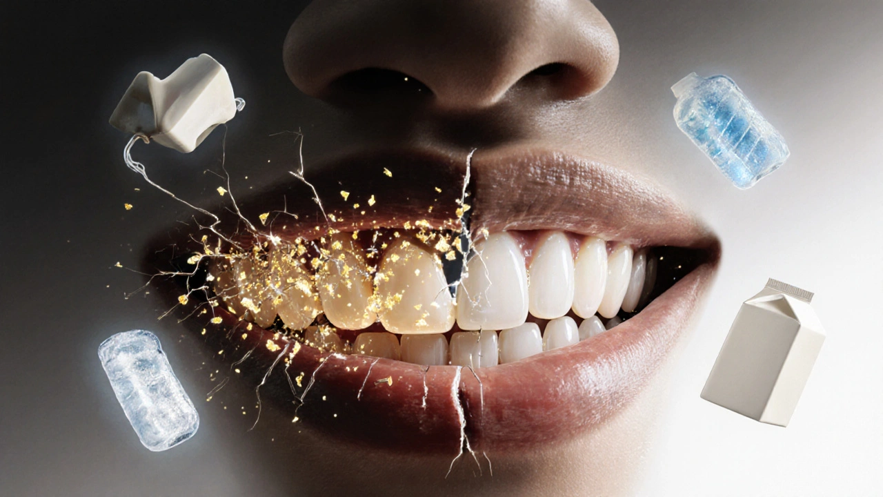 Přeměna poškozeného zubu v celistvý úsměv, symbolizující záchranu a naději.