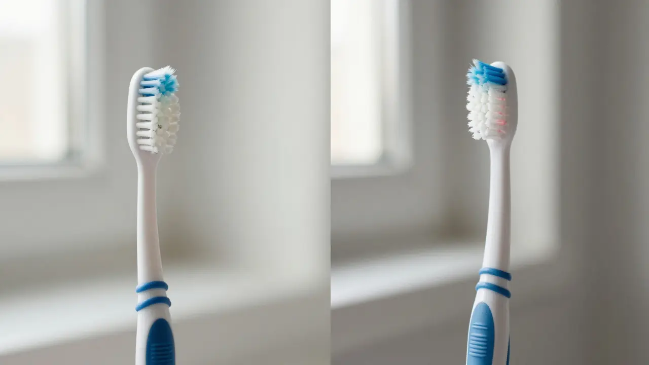 Porovnání ručního a sonického kartáčku: špína vs. čistota zubů.