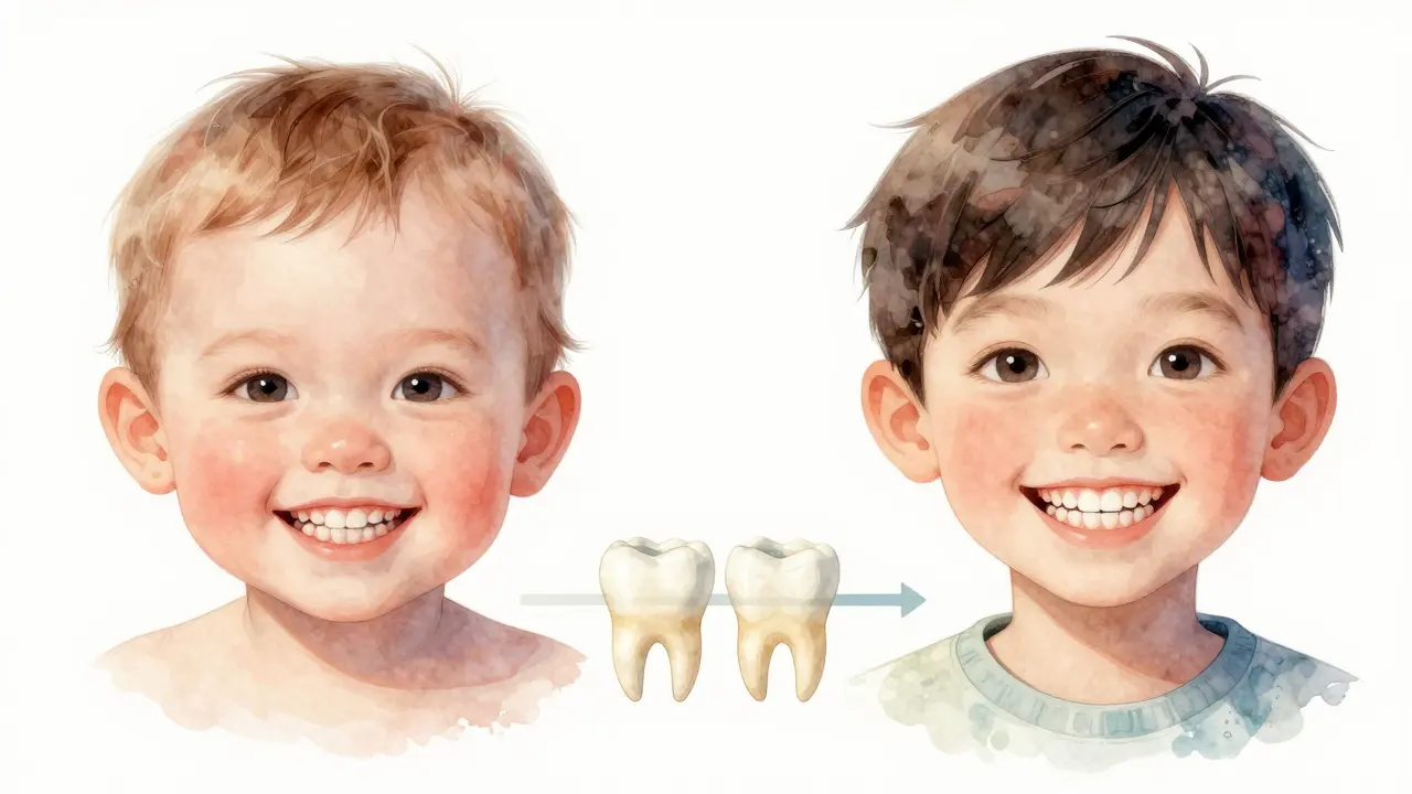 Srovnání vývoje mléčných a stálých zubů u dětí