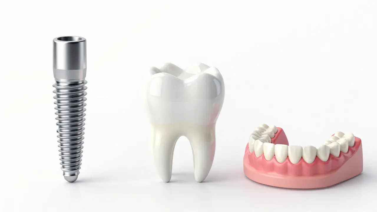Porovnání implantátu, mostu a částečné náhrady