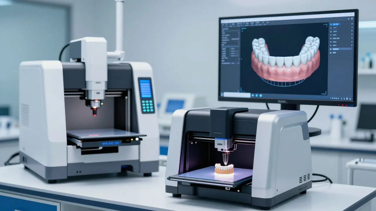 Moderní zubní laboratoř s 3D tiskárnou a CAM frézovacím strojem