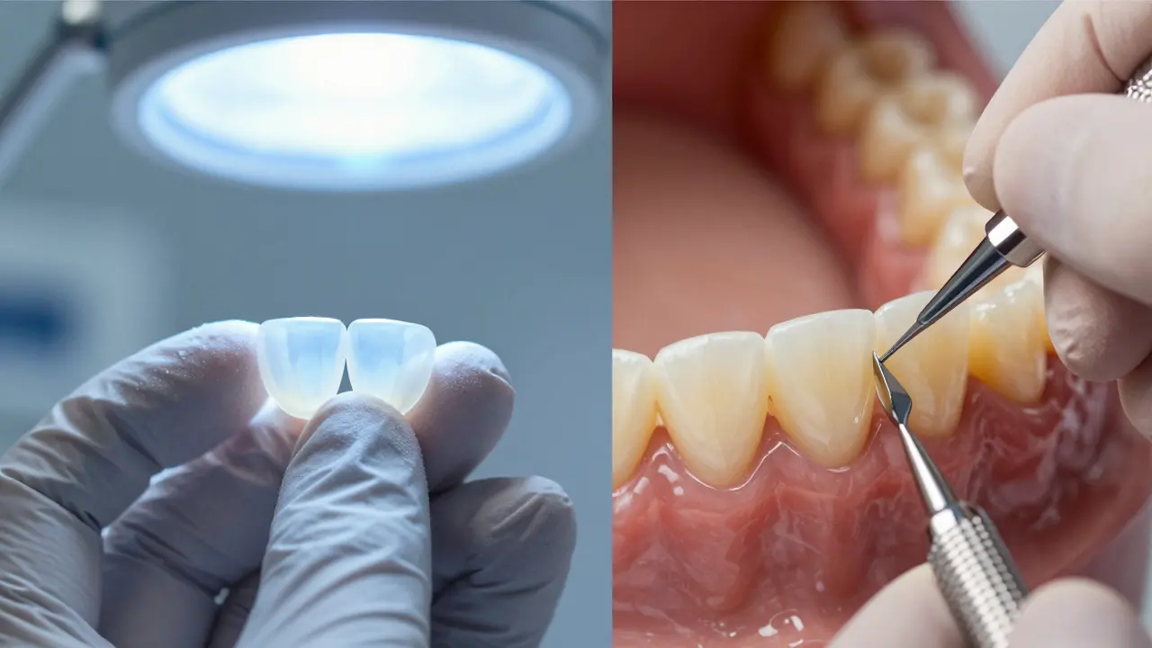 Srovnání keramické a kompozitní zubní fazety v rukou dentisty