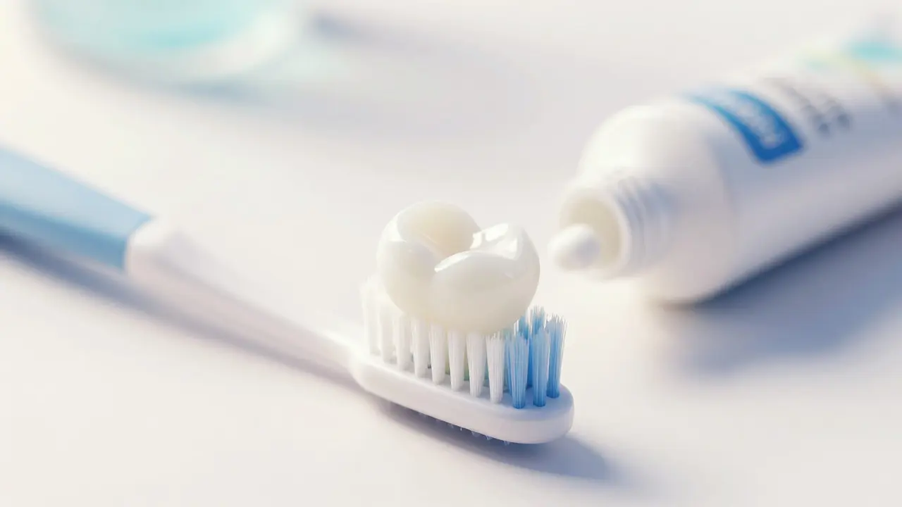Macro view of a soft toothbrush gently cleaning a dental veneer surface