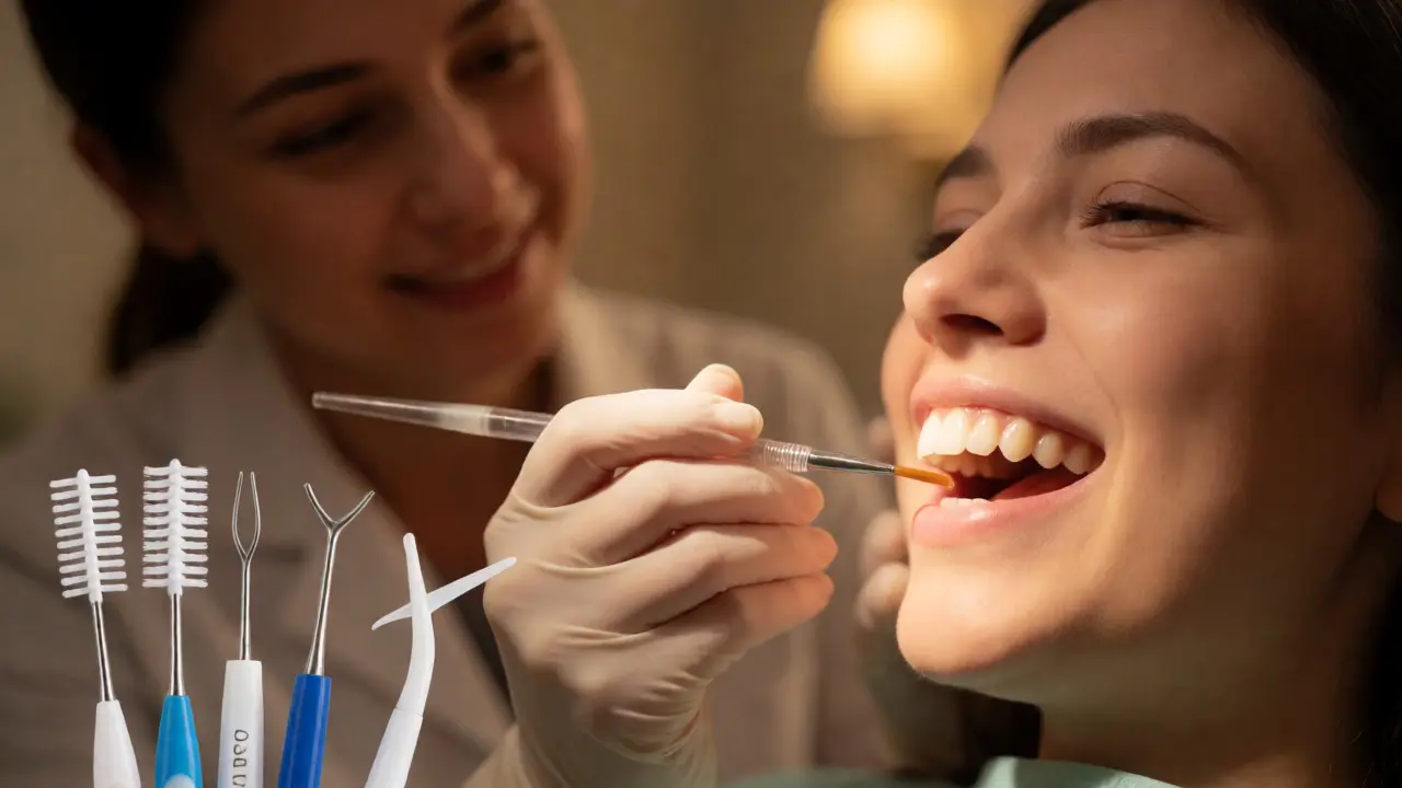 Nanesení fluoridového laku na vyčištěné zuby