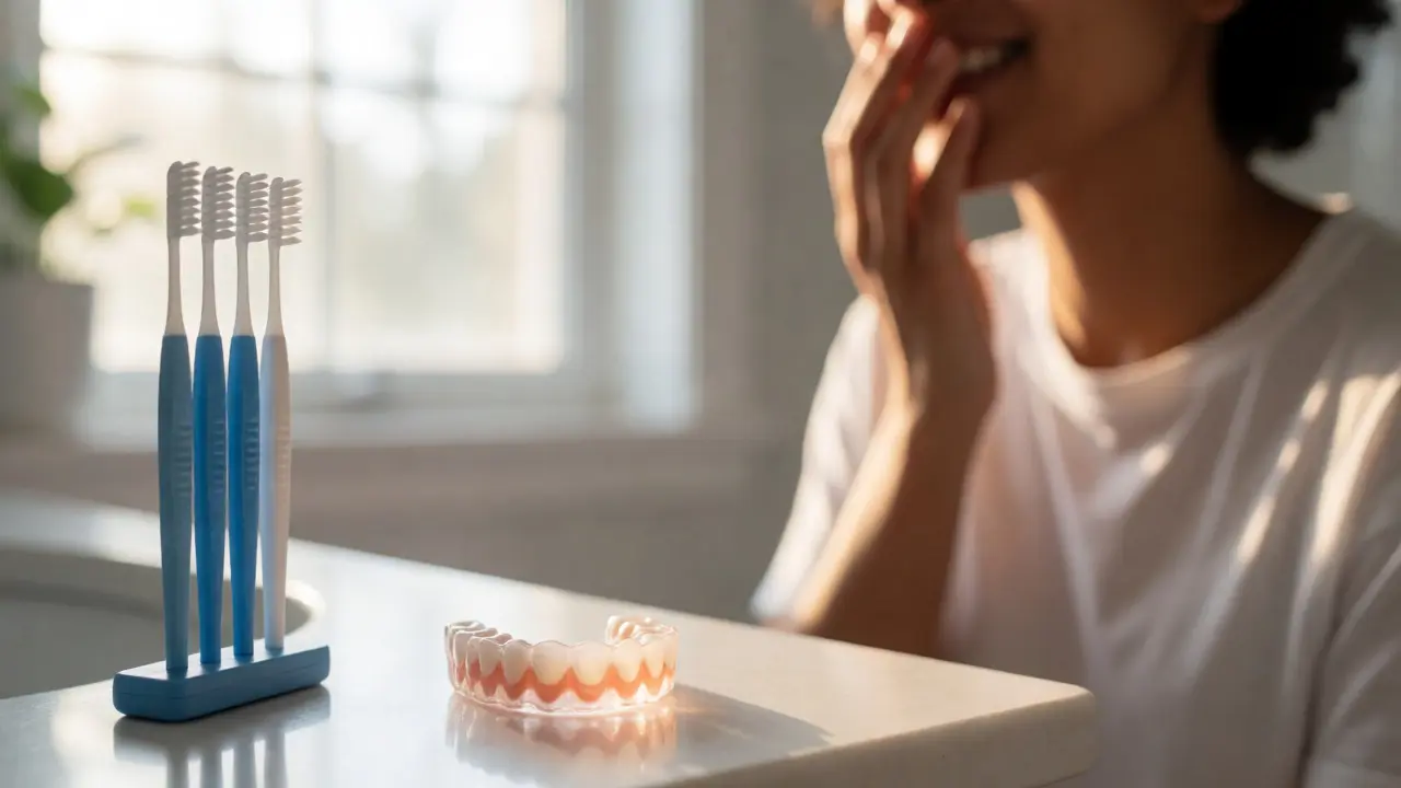 Péče o zuby po endodoncii s noční dlahou a kartáčky
